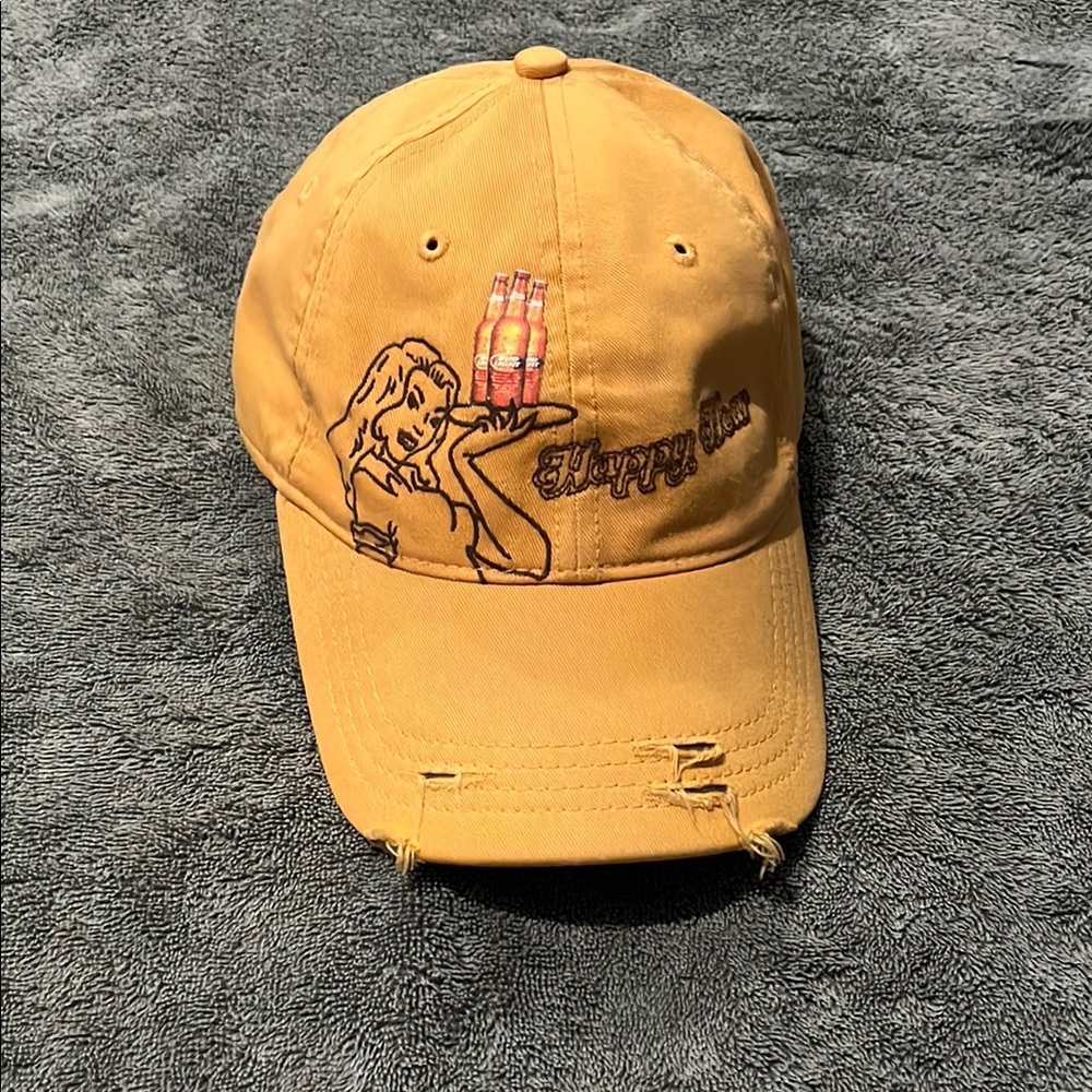 Bud Light Happy Hour embroidered & screenprinted Gold / Mustard Yellow Hat